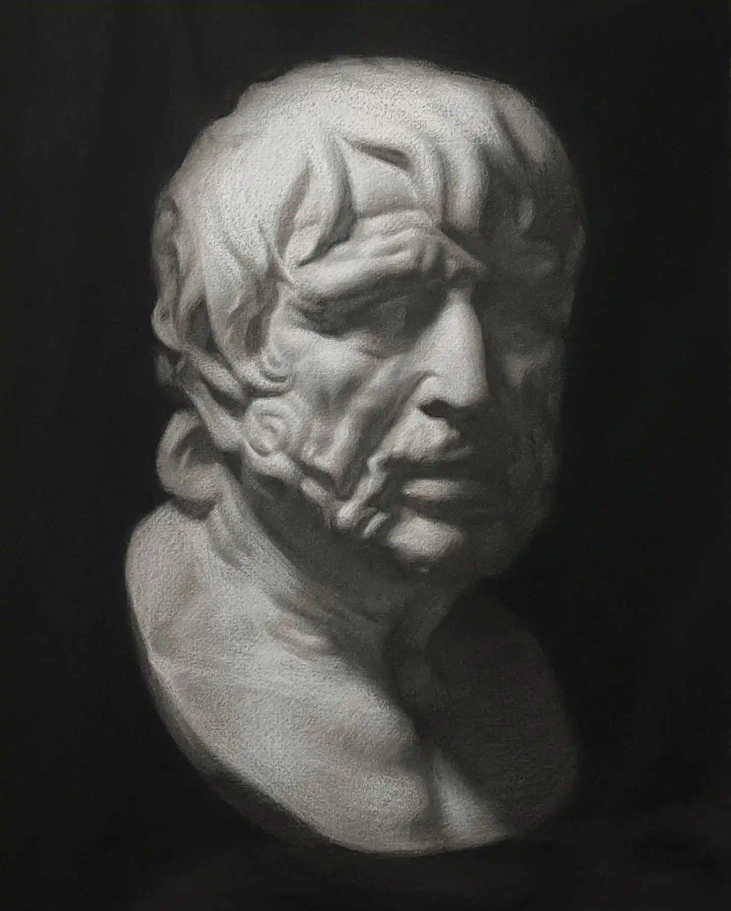 Cast drawing of Seneca